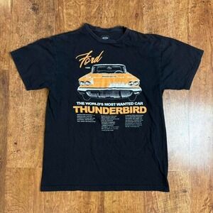Ford Thunderbird 1958 Muscle Car Graphic T-Shirt Mens Large Black Faded Cracked